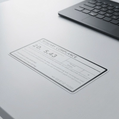 Close-up of a compliance plate or regulatory document for a trailer, clear and legible text